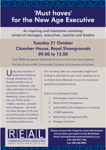 'Must haves' for The New Age Executive